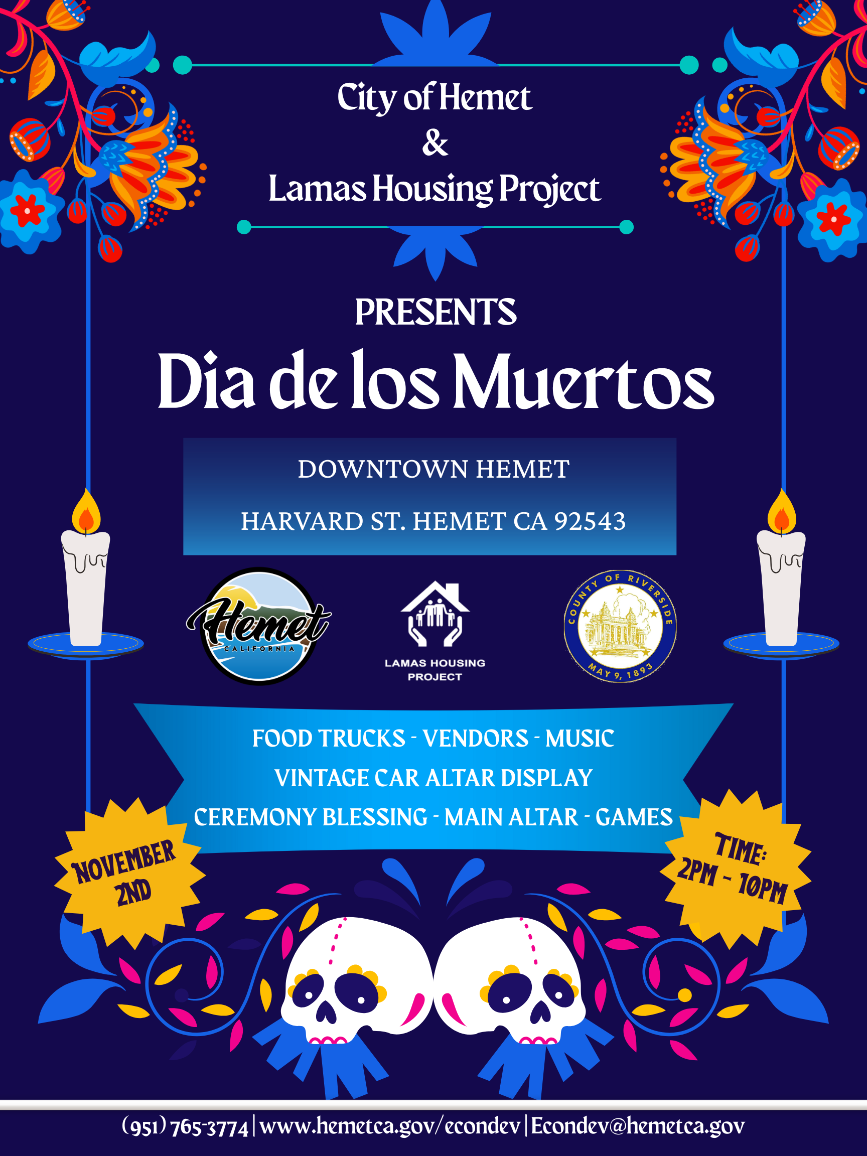 Navy Dia De Los Muertos Poster